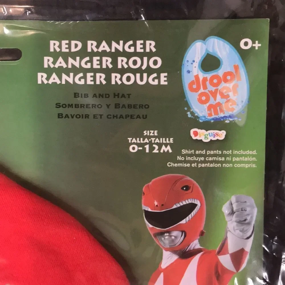 Disguise Mighty Morphin Power Rangers 0-12M Red Ranger Bib Hat Set